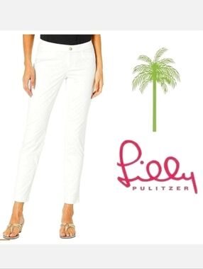 Lilly Pulitzer Kelly Skinny Ankle Pants in Textured Resort White Sz 4